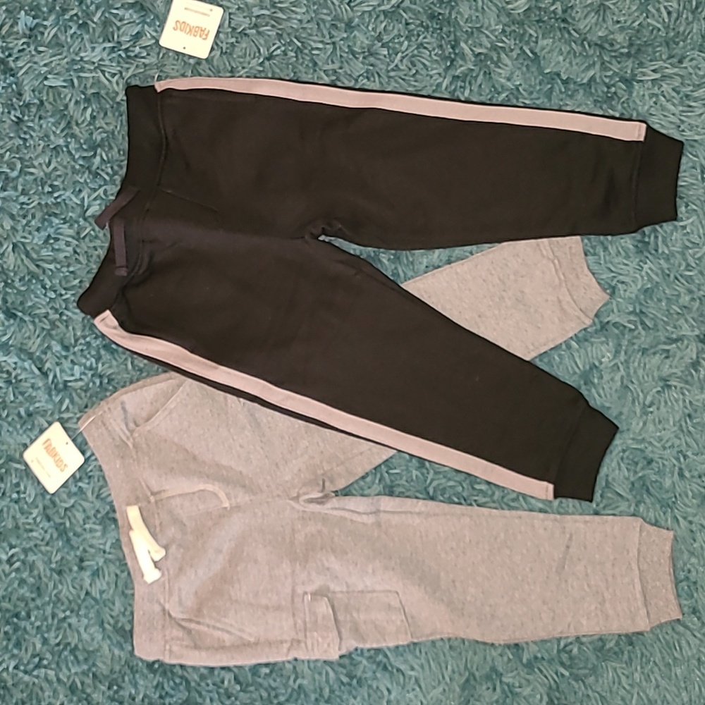 Fabkids, Joggers, pair "Grey Cargo" & "Black w/Grey Stripe" Boys, Size 4T/5T